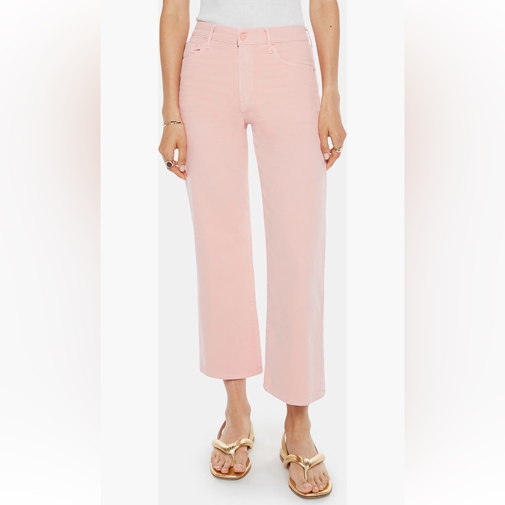 MOTHER the Maven High Waist Ankle Cropped Wide Leg Jeans in Peach Size 26